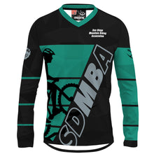 Load image into Gallery viewer, SDMBA lines - Black/Green - Men MTB V-Neck Long Sleeve Jersey