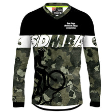 Load image into Gallery viewer, SDMBA Green Camo - Men MTB V-Neck Long Sleeve Jersey