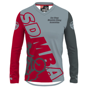 SDMBA Red/Gray VIP MEMBER - Men MTB V-Neck Long Sleeve Jersey