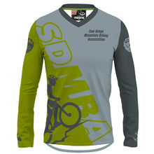 Load image into Gallery viewer, SDMBA Green/Gray - Men MTB V-Neck Long Sleeve Jersey
