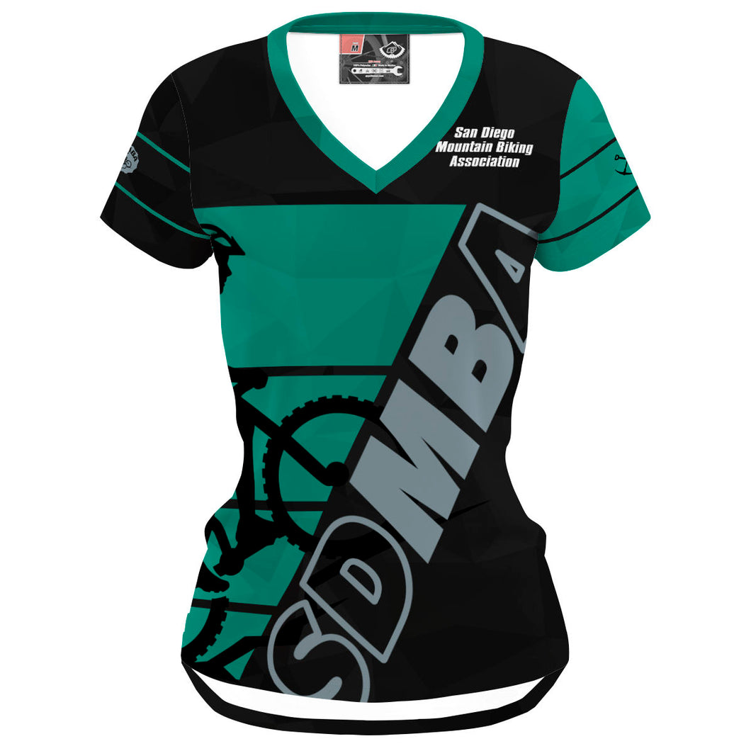SDMBA lines - Black/Green - Women MTB Short Sleeve Jersey