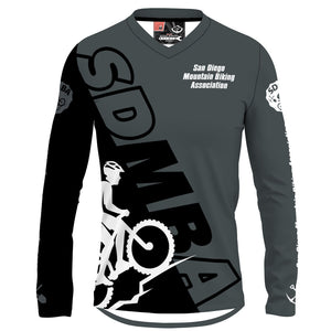 SDMBA Black/Gray - Men MTB V-Neck Long Sleeve Jersey