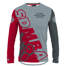 Load image into Gallery viewer, SDMBA Red/Gray VIP MEMBER - Men MTB Long Sleeve Jersey
