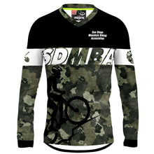Load image into Gallery viewer, SDMBA Green Camo - Men MTB V-Neck Long Sleeve Jersey
